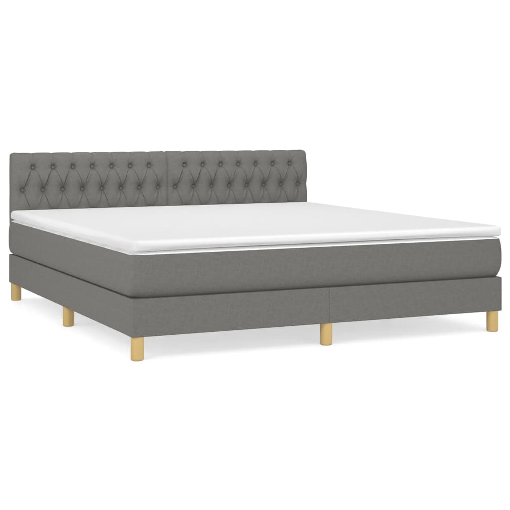  Boxspring posteľ s matracom tmavosivá 180x200 cm látka