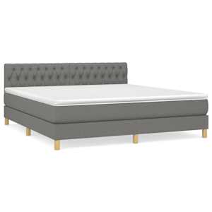 Box spring postel s matrací tmavě šedá 180x200 cm textil - obrázek 2