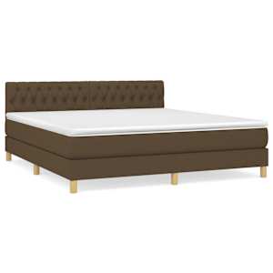 Box spring postel s matrací tmavě hnědá 180x200 cm textil - obrázek 2