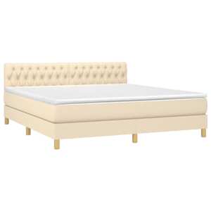 Box spring postel s matrací krémová 180x200 cm textil - obrázek 3