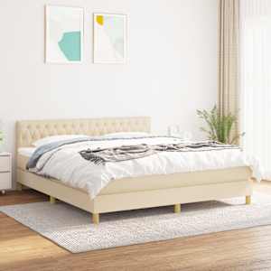 Box spring postel s matrací krémová 180x200 cm textil - obrázek 1