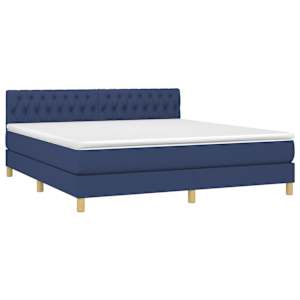Box spring postel s matrací modrá 180x200 cm textil - obrázek 3