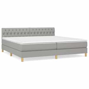 Box spring postel s matrací světle šedá 200 x 200 cm textil - obrázek 2