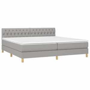 Box spring postel s matrací světle šedá 200 x 200 cm textil - obrázek 3
