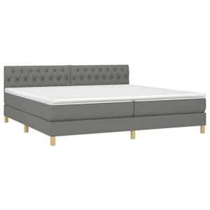 Box spring postel s matrací tmavě šedá 200x200 cm textil - obrázek 3
