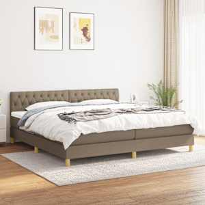 Box spring postel s matrací taupe 200x200 cm textil - obrázek 1