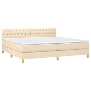 Box spring postel s matrací krémová 200x200 cm textil - obrázek 3