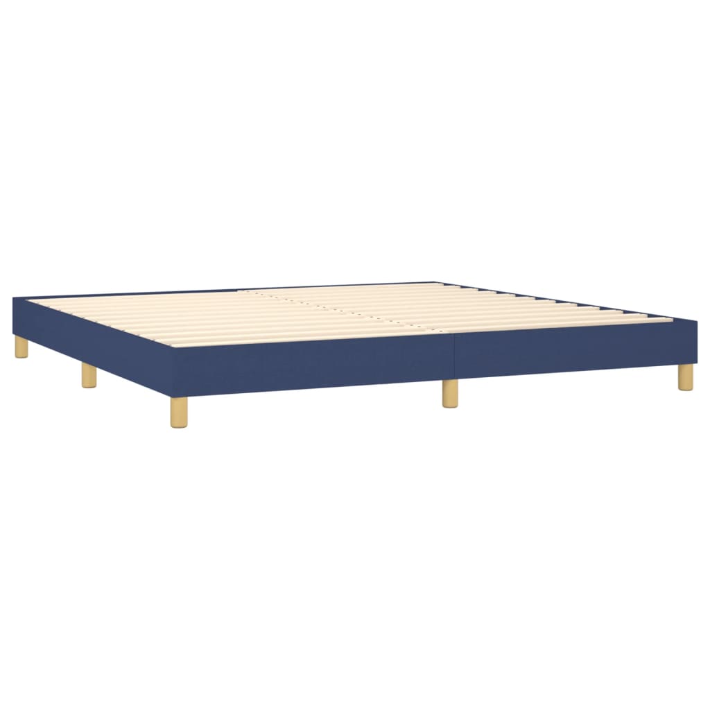 Box spring postelja z vzmetnico moder 200x200 cm blago