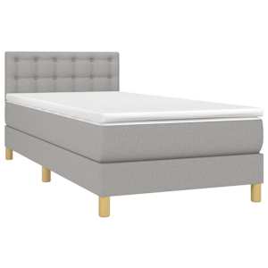 Box spring postelja z vzmetnico svetlo siva 90x190 cm blago - slika 3