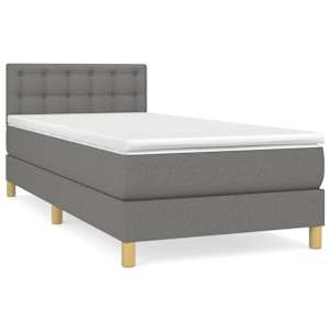 Box spring postel s matrací tmavě šedá 90x190 cm textil - obrázek 2