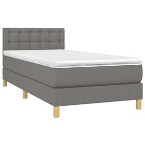 Box spring postelja z vzmetnico temno siva 90x190 cm blago - slika 3