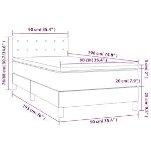 Box spring postelja z vzmetnico temno siva 90x190 cm blago - slika 7