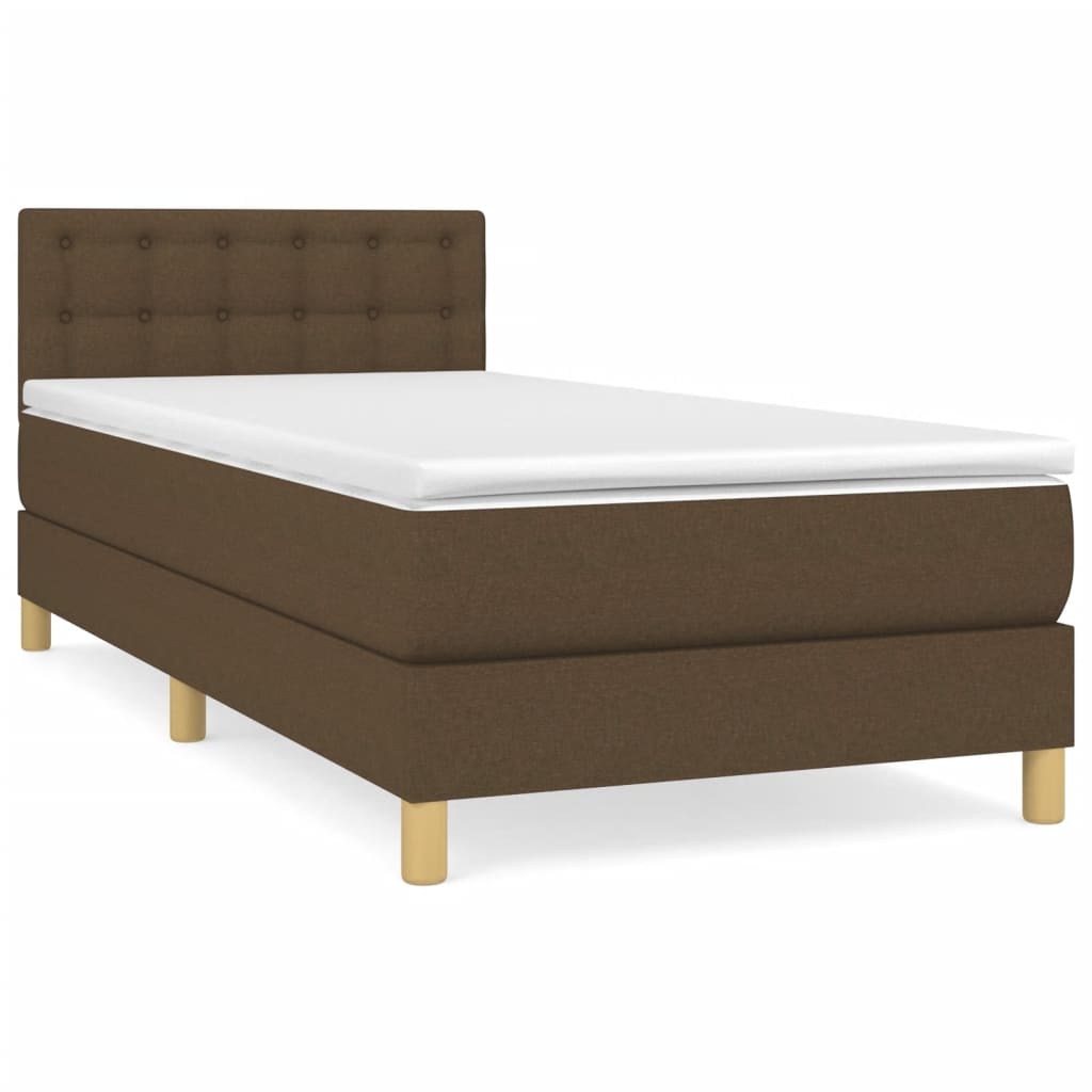 vidaXL Box spring postel s matrací tmavě hnědá 90x190 cm textil