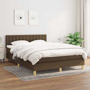 Box spring postel s matrací tmavě hnědá 140x190 cm textil - obrázek 1