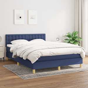 Box spring postel s matrací modrá 140x190 cm textil - obrázek 1