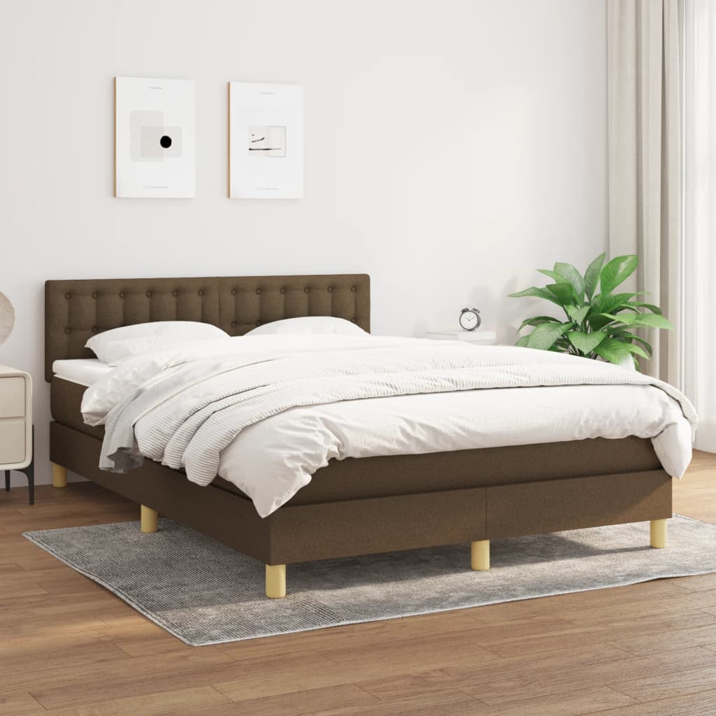 Boxspringbett mit Matratze Dunkelbraun 140×200 cm Stoff