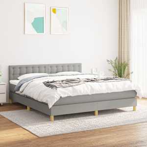 Box spring postel s matrací světle šedá 160 x 200 cm textil - obrázek 1