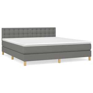 Box spring postel s matrací tmavě šedá 160x200 cm textil - obrázek 2