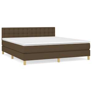 Box spring postel s matrací tmavě hnědá 160x200 cm textil - obrázek 2