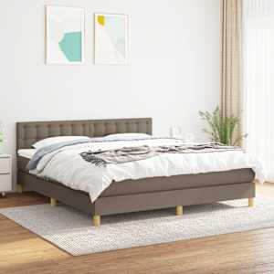 Box spring postelja z vzmetnico taupe 160x200 cm blago
