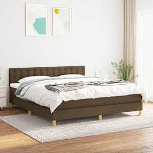 Box spring postel s matrací tmavě hnědá 180x200 cm textil - obrázek 1