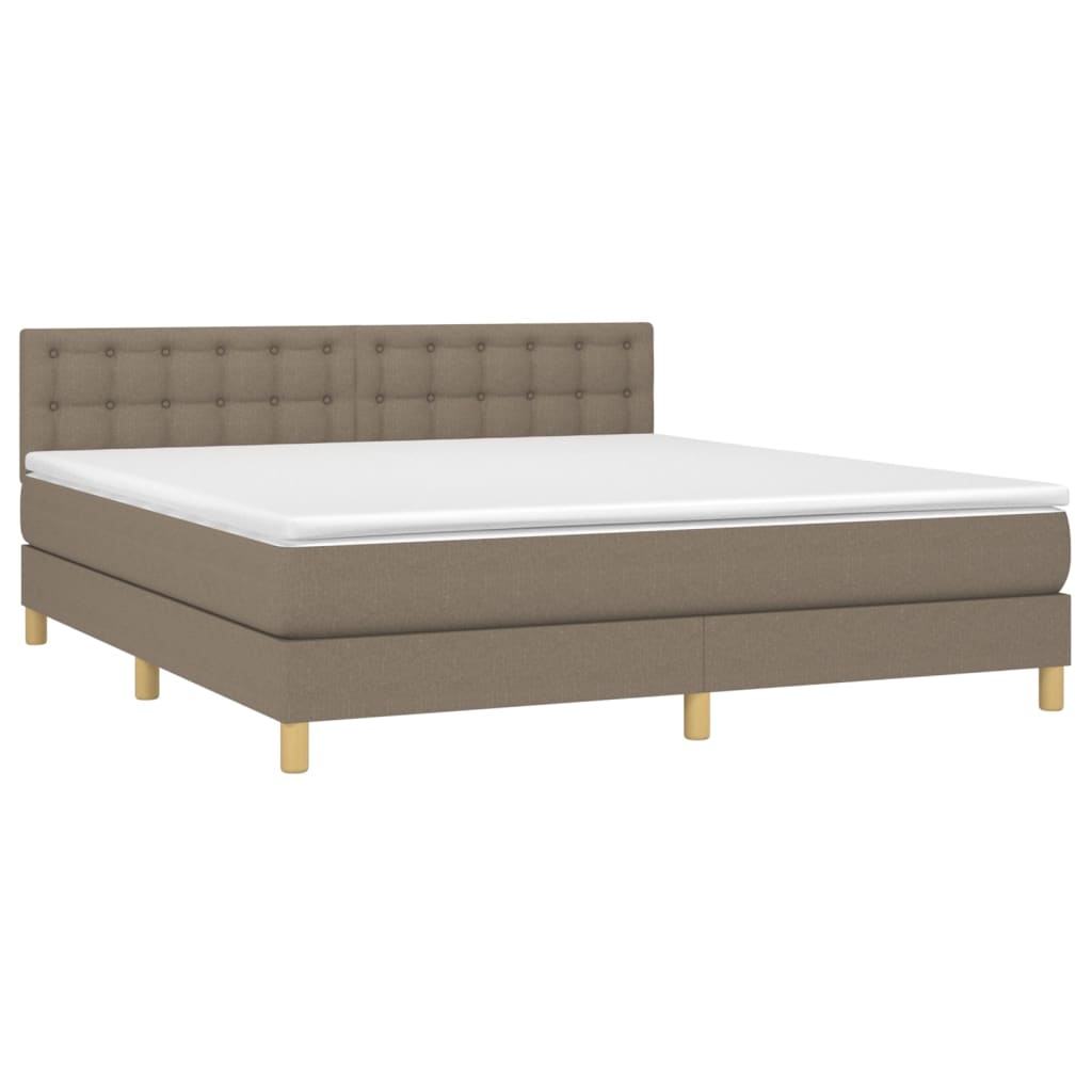 vidaXL Boxspring met matras stof taupe 180x200 cm afbeelding