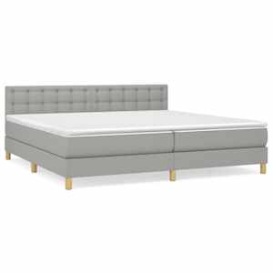 Box spring postel s matrací světle šedá 200 x 200 cm textil - obrázek 2