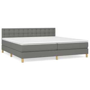 Box spring postel s matrací tmavě šedá 200x200 cm textil - obrázek 2