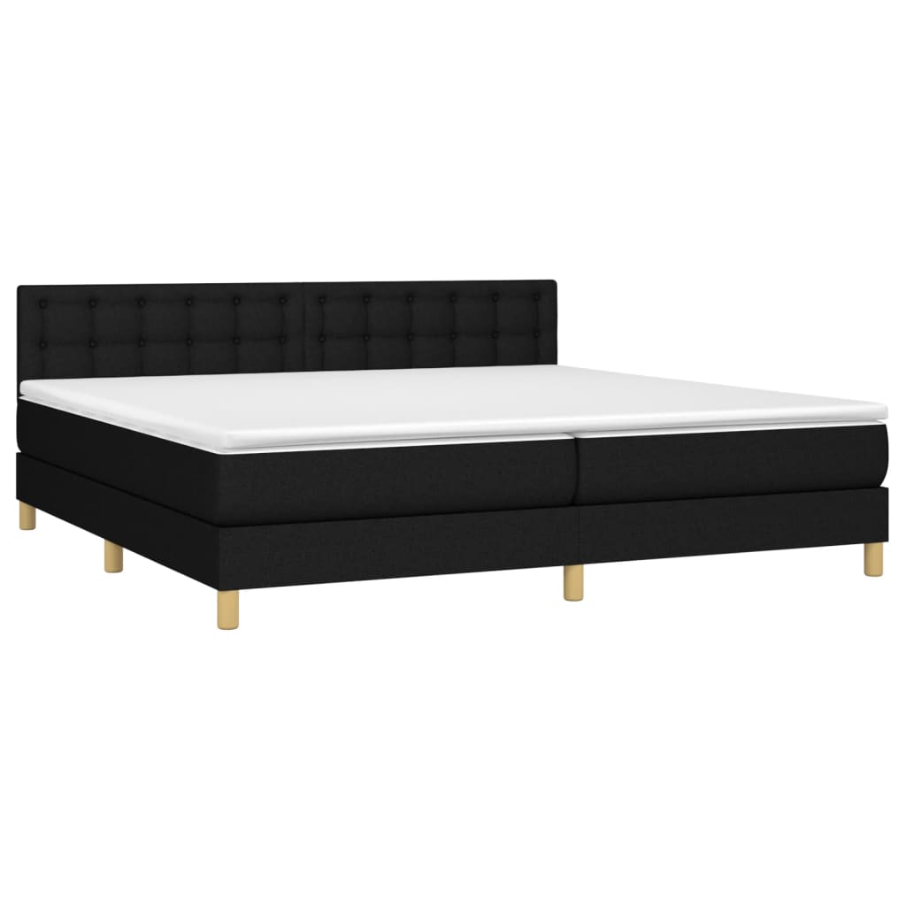 vidaXL Boxspring met matras stof zwart 200x200 cm afbeelding