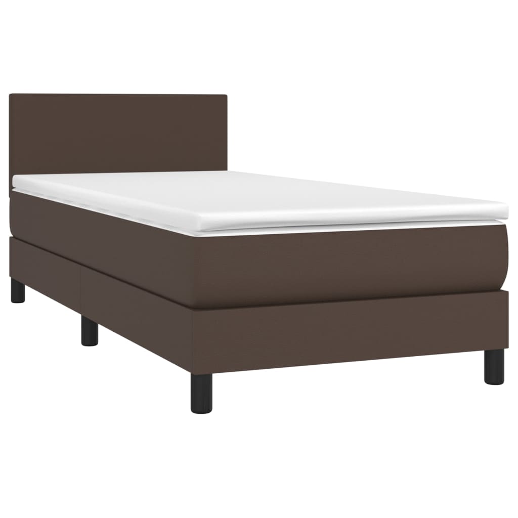 vidaXL Cama com molas/colchão 80x200 cm couro artificial castanho