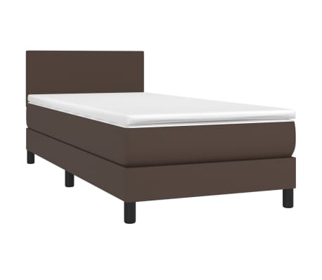 vidaXL Cama box spring con colchón cuero sintético marrón 80x200 cm