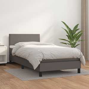 Box spring postel s matrací šedá 80 x 200 cm umělá kůže - obrázek 1