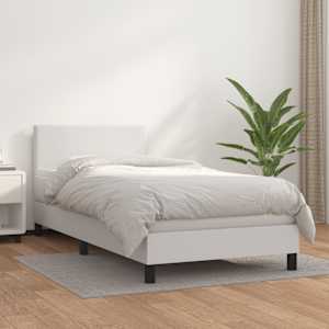 Box spring postel s matrací bílá 90x190 cm umělá kůže - obrázek 1