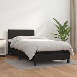Box spring postel s matrací černá 100x200 cm umělá kůže - obrázek 1