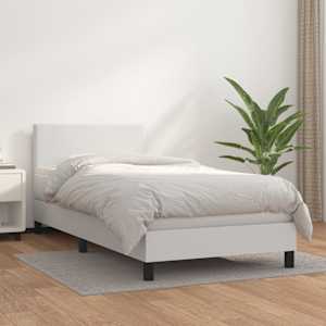 Box spring postel s matrací bílá 100x200 cm umělá kůže - obrázek 1