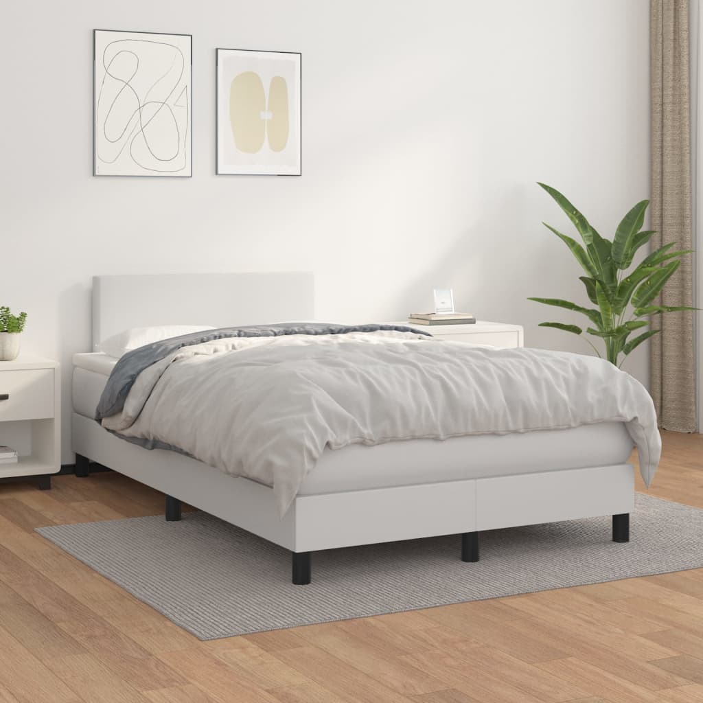 Box spring postel s matrací bílá 120x200 cm umělá kůže