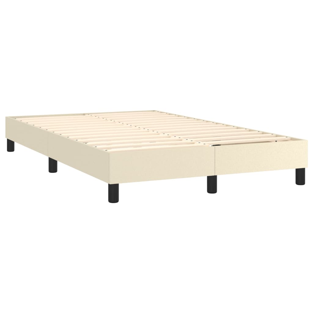 Pat box spring cu saltea, crem, 120x200 cm, piele ecologică