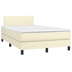vidaXL Box spring postelja z vzmetnico krem 120x200 cm umetno usnje