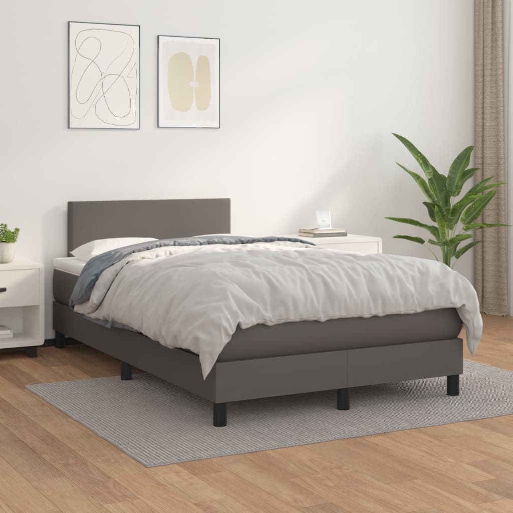 Box spring postel s matrací šedá 120x200 cm umělá kůže