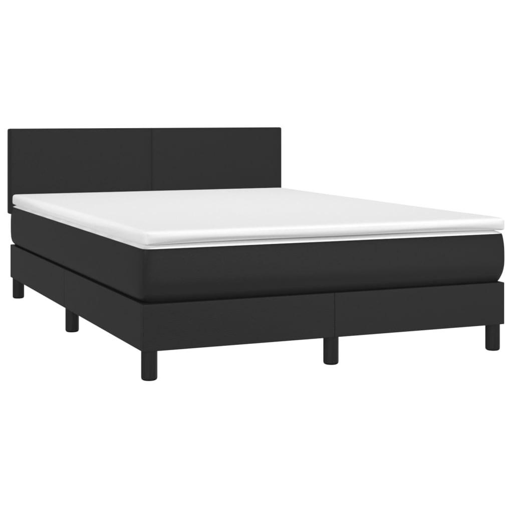 vidaXL Boxspring met matras kunstleer zwart 140x190 cm afbeelding