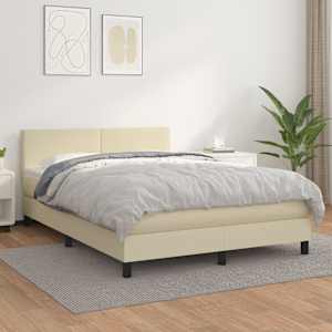 Box spring postel s matrací krémová 140x190 cm umělá kůže - obrázek 1