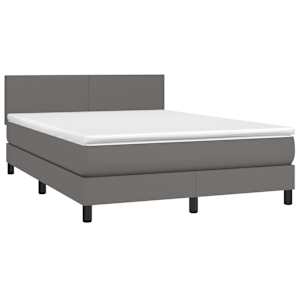 Box spring postelja z vzmetnico siv 140x200 cm umetno usnje - slika 3