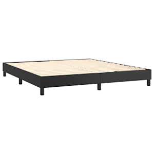 Box spring postelja z vzmetnico črn 160x200 cm umetno usnje - slika 4
