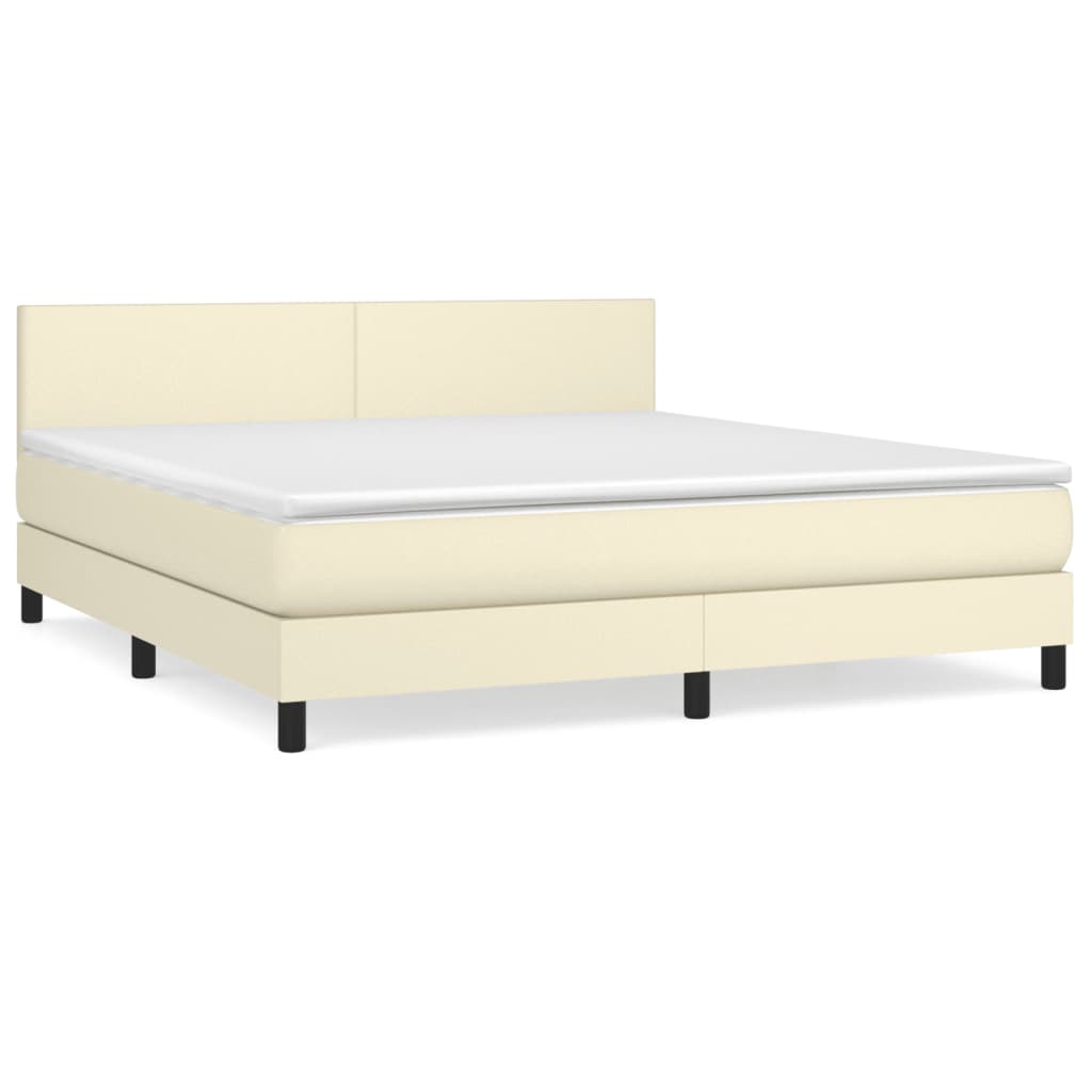 Box spring postel s matrací krémová 160x200 cm umělá kůže 3141013