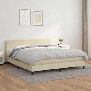 Box spring postel s matrací krémová 160x200 cm umělá kůže - obrázek 1