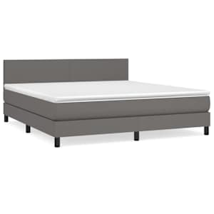 Box spring postel s matrací šedá 160x200 cm umělá kůže - obrázek 2