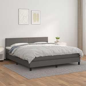 Box spring postel s matrací šedá 160x200 cm umělá kůže - obrázek 1