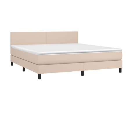 vidaXL Boxspringbett Matratze Cappuccino-Braun 160x200 cm Kunstleder
