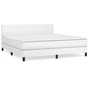 Box spring postel s matrací bílá 180x200 cm umělá kůže - obrázek 2