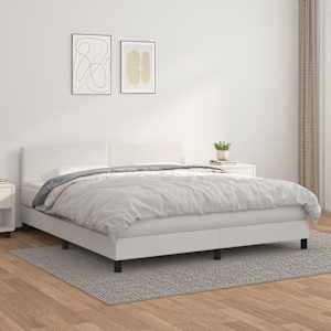 Box spring postel s matrací bílá 180x200 cm umělá kůže - obrázek 1
